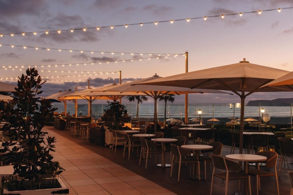 Sun Deck seating at sunset