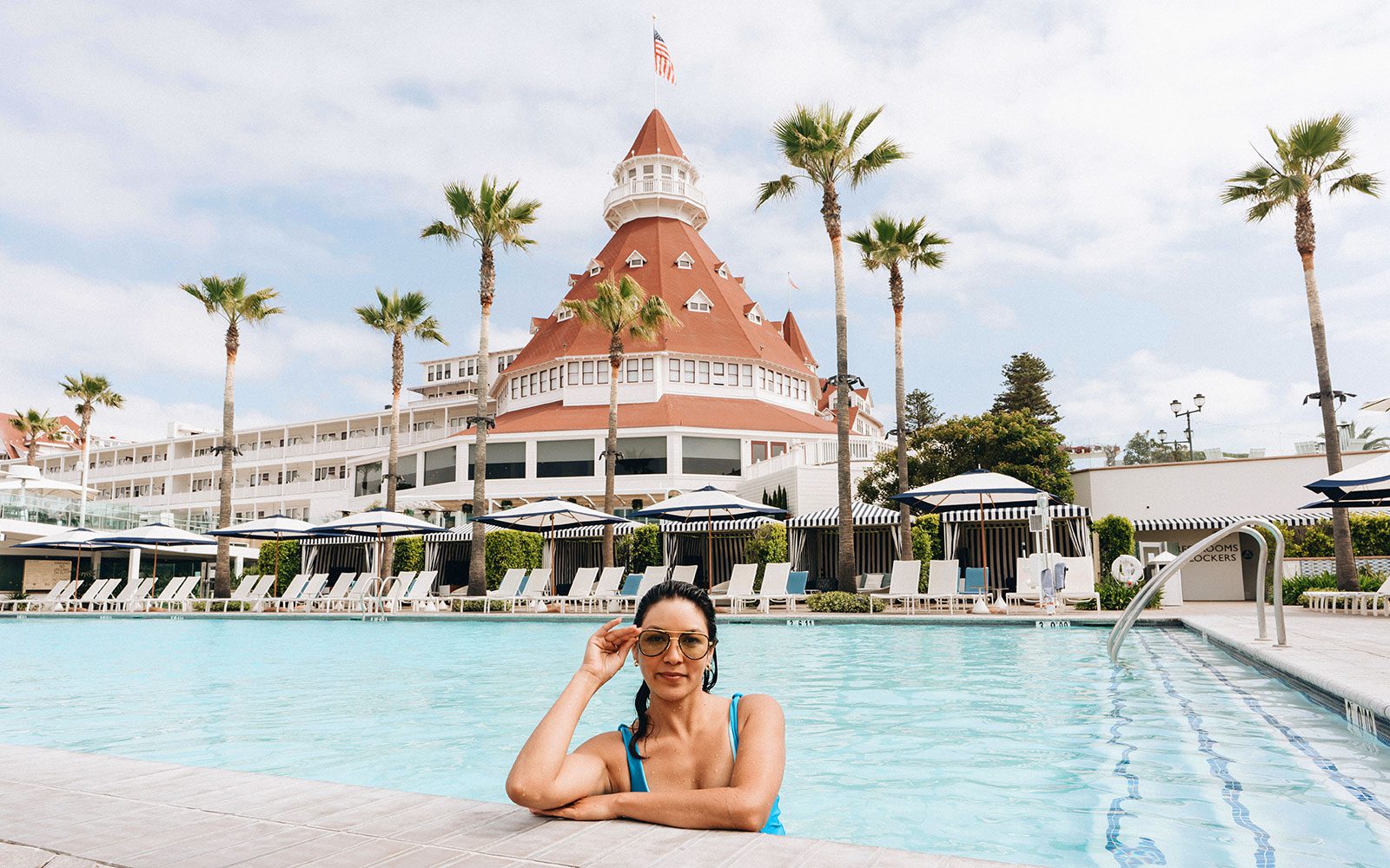 Woman in the cabana pool