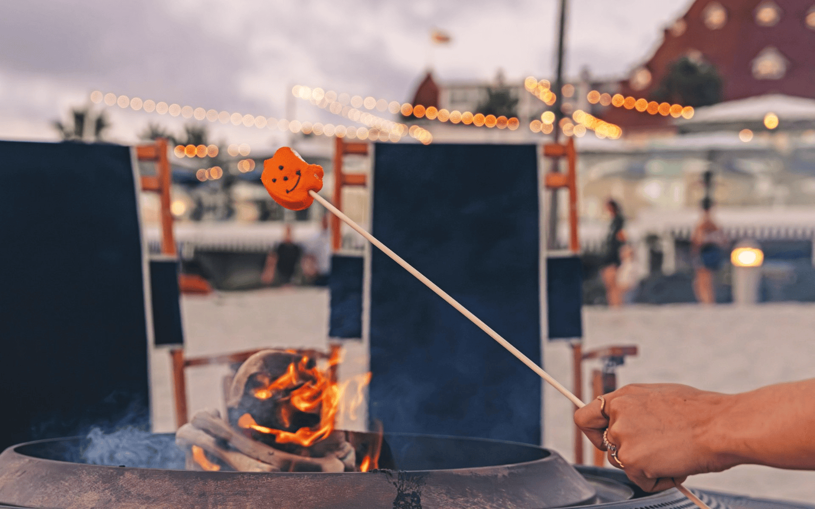 roasting s'mores over fire