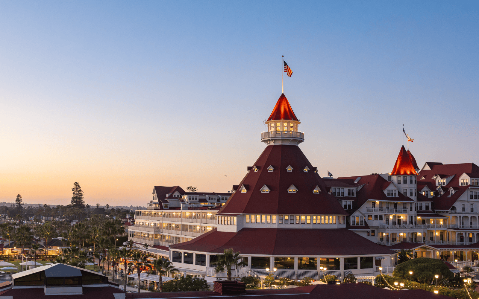 victorian building at dusk