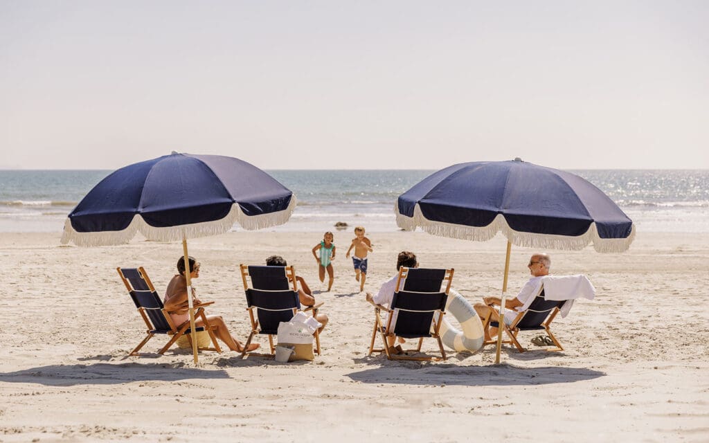 Extended family on the beach