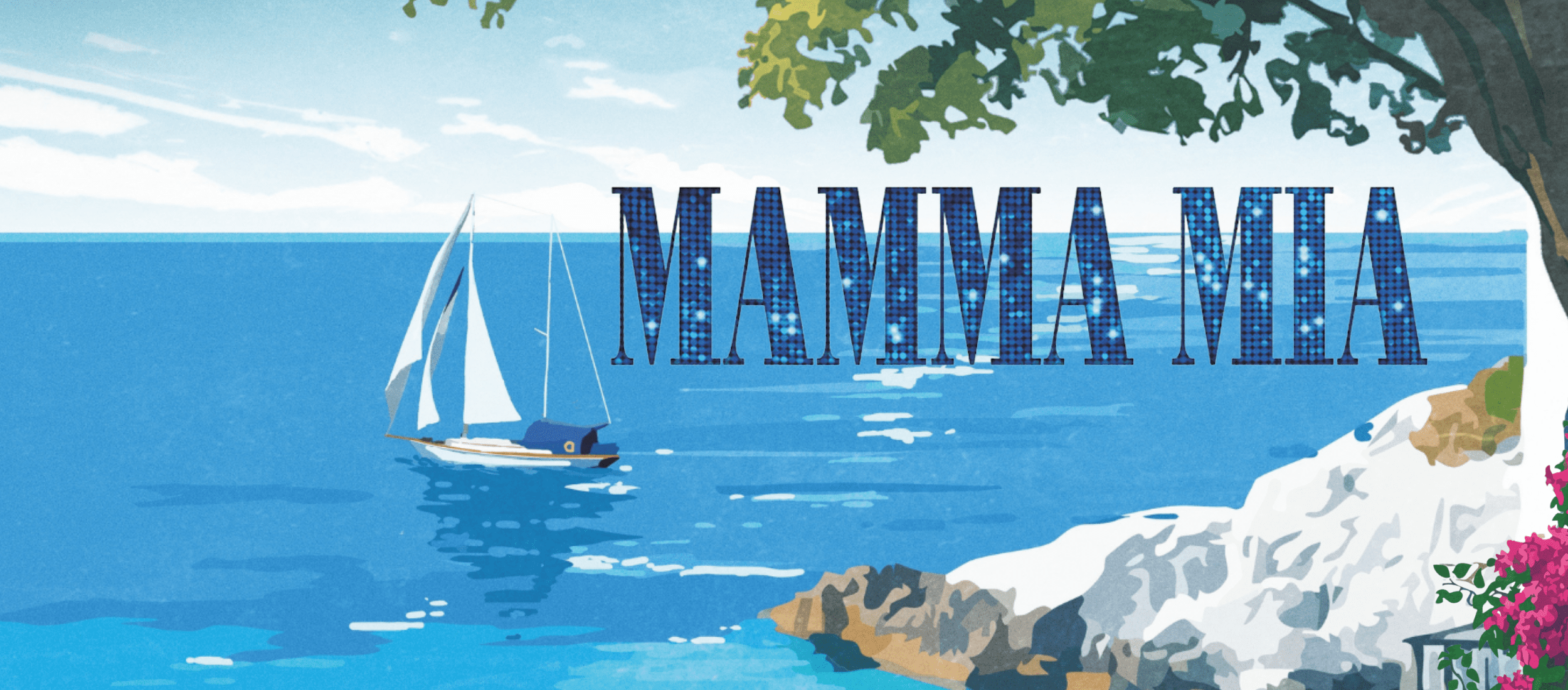 "Mamma Mia." Drawing of a Sailboat in Greece