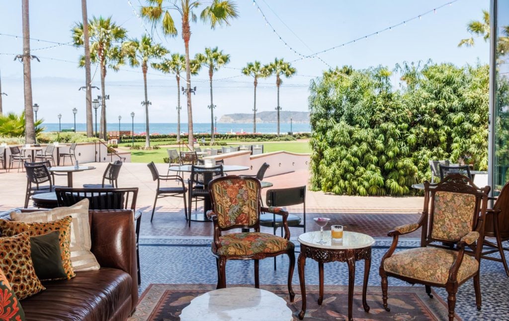 Bar seating with ocean view