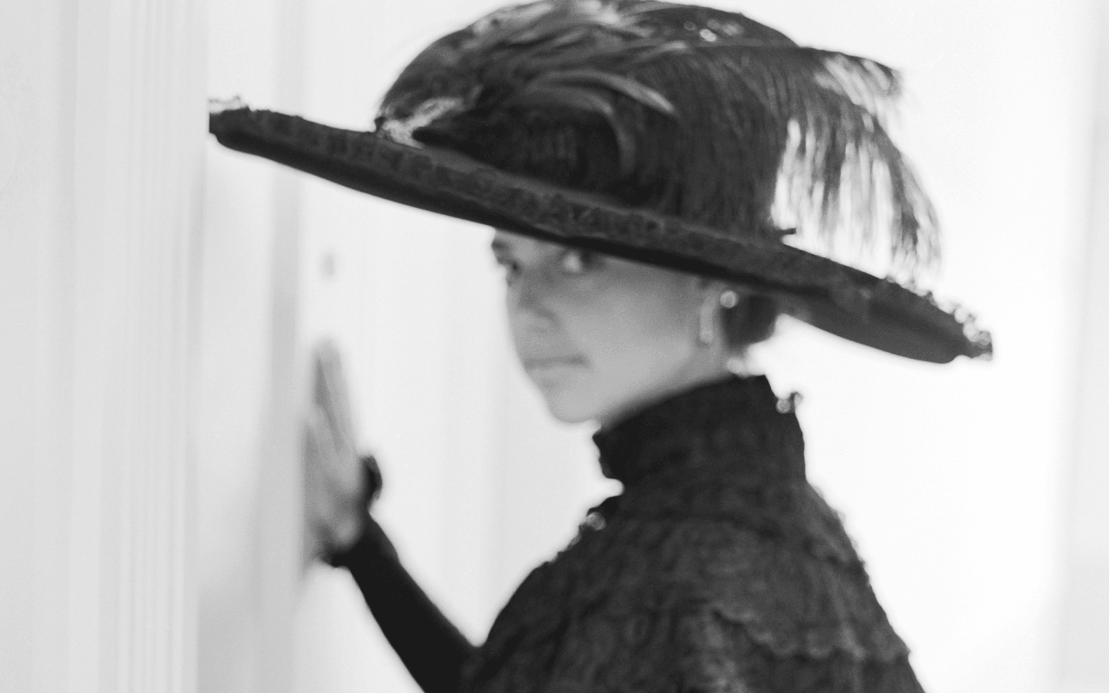 woman walking into room